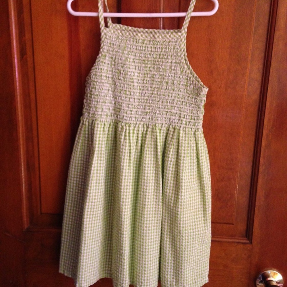 Girls Green Sears Sucker Dress Size 6